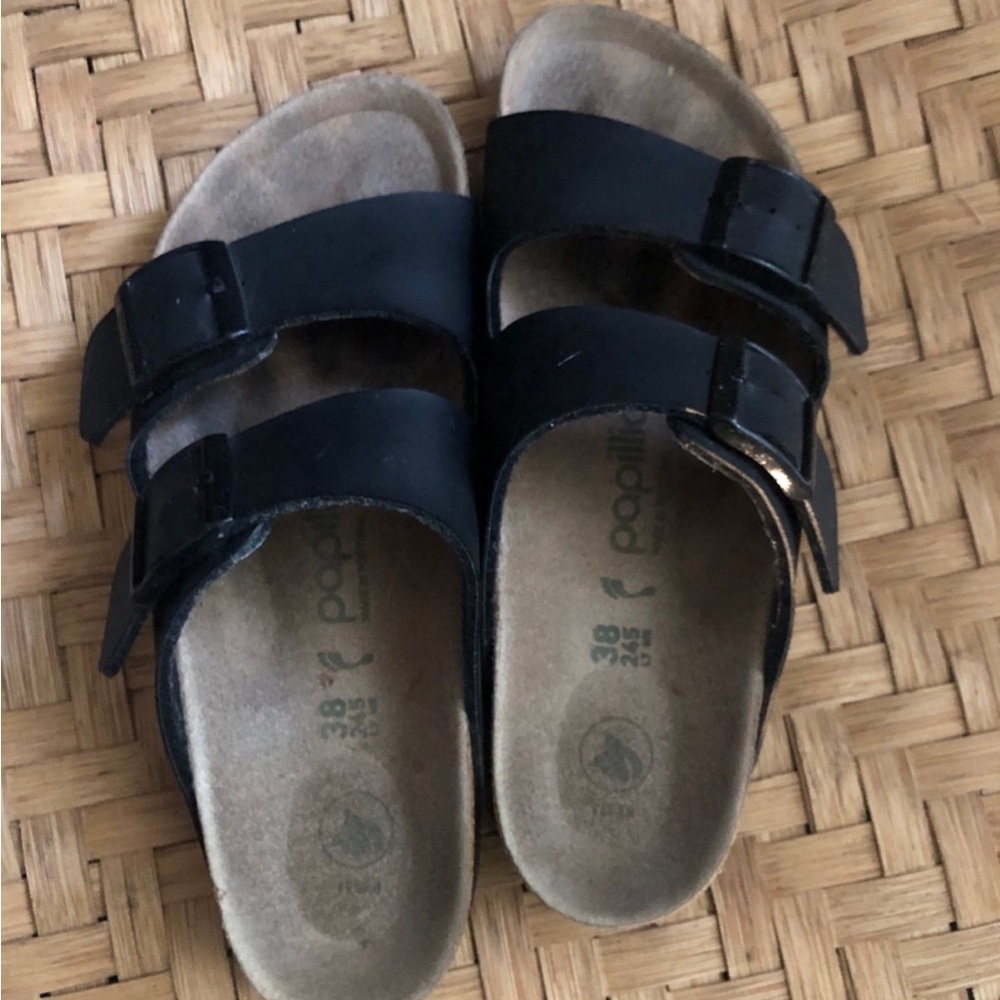 Papillio Black Double-Strap Sandals